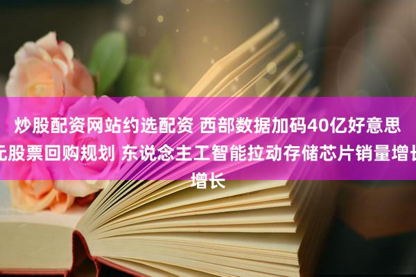 炒股配资网站约选配资 西部数据加码40亿好意思元股票回购规划 东说念主工智能拉动存储芯片销量增长