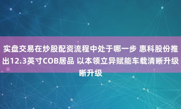 实盘交易在炒股配资流程中处于哪一步 惠科股份推出12.3英寸COB居品 以本领立异赋能车载清晰升级