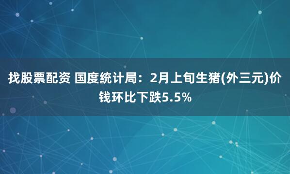 找股票配资 国度统计局：2月上旬生猪(外三元)价钱环比下跌5.5%